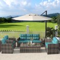 thumbnail image 1 of Westin Outdoor 6-Pieces Sofa Conversation Set PE Rattan Wicker Furniture, Brown/Turquoise, 1 of 11