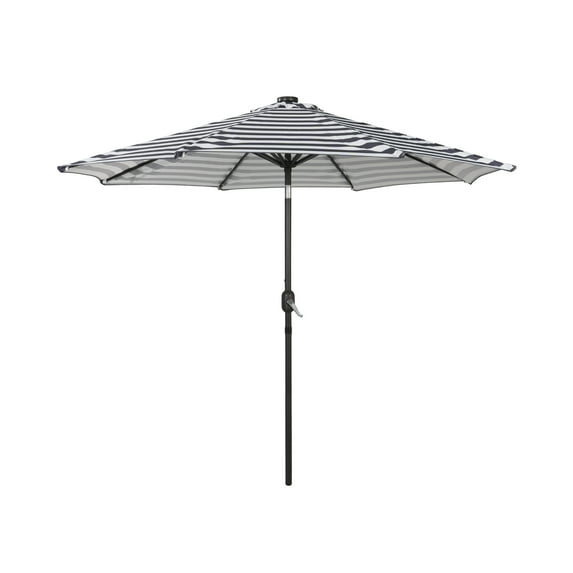 Westin Outdoor 9.5" Black and White Striped Octagon Lighted Patio Umbrella with UV Resistant