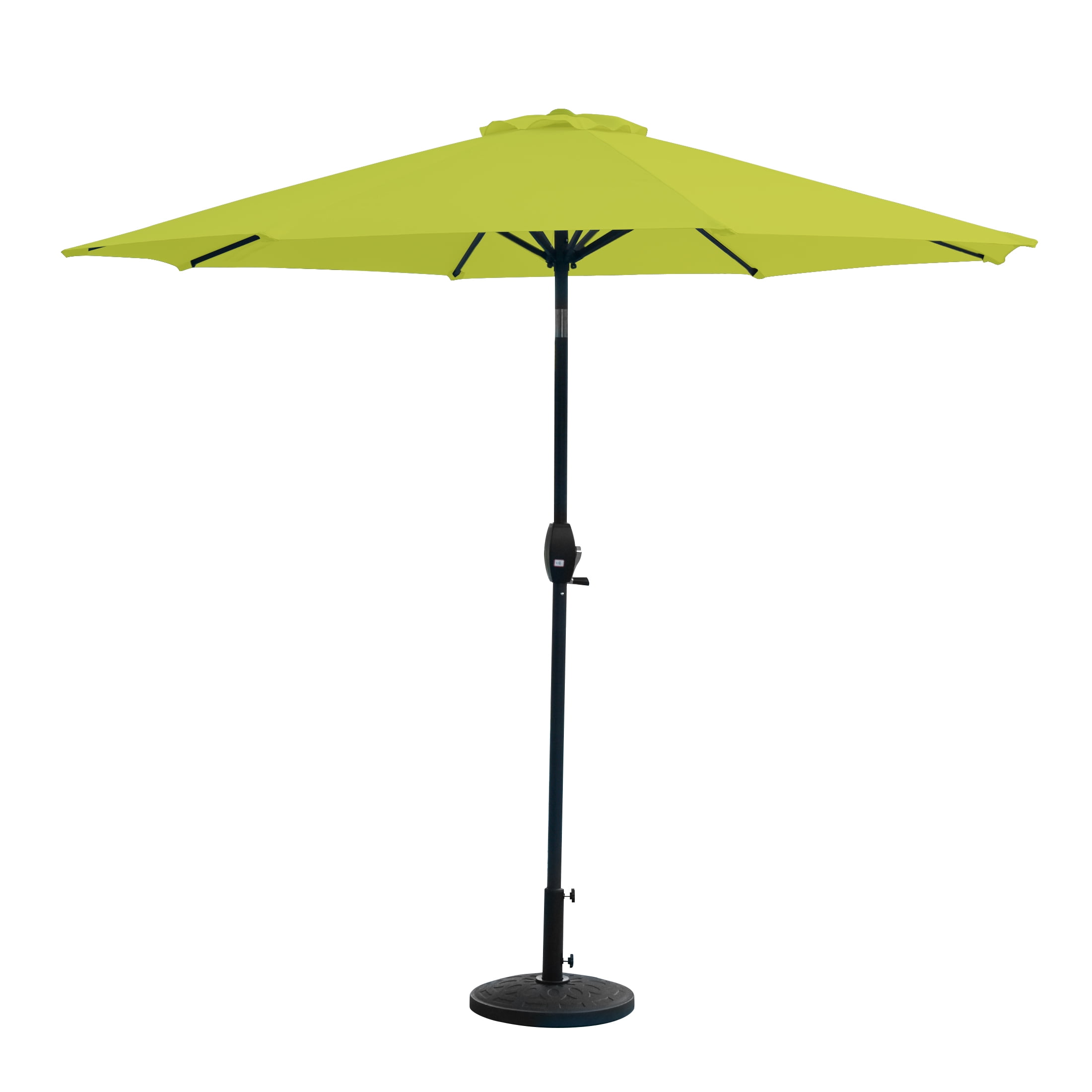 Westin Outdoor 9 Ft Market Patio Umbrella with Round Resin Base for Outdoor Garden UV Water Weather Resistant, Lime Green