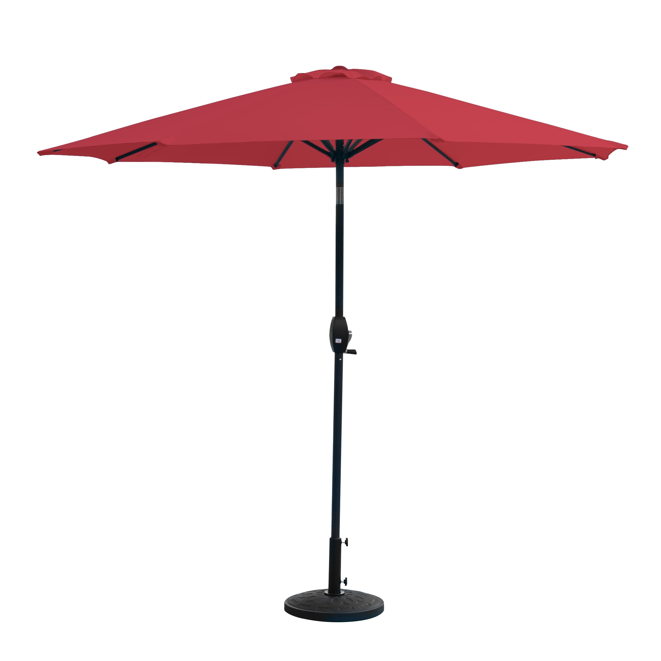 Westin Outdoor 9 Ft Market Patio Umbrella with Round Resin Base for Outdoor Garden UV Water Weather Resistant, Red