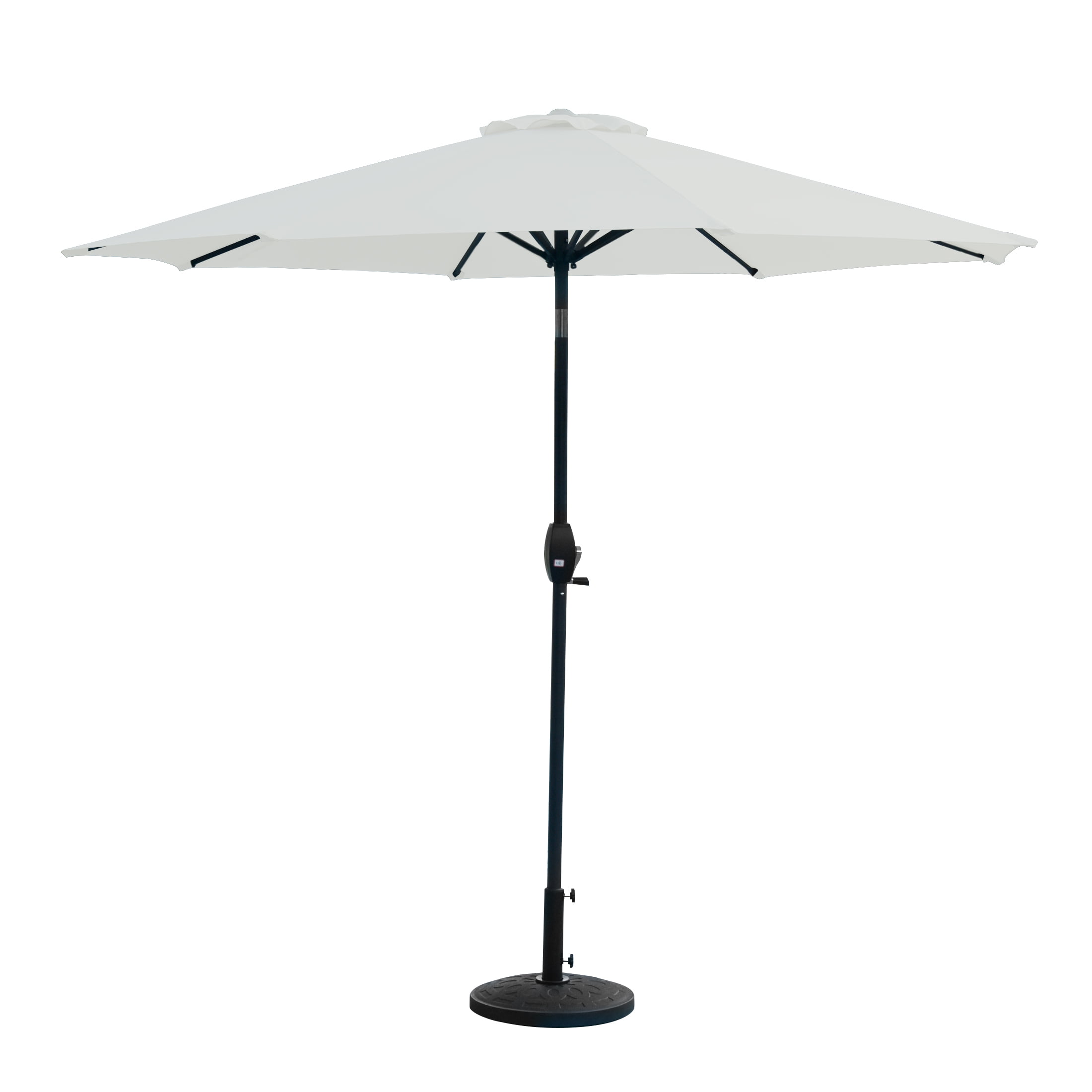 Westin Outdoor 9 Ft Market Patio Umbrella with Round Resin Base for Outdoor Garden UV Water Weather Resistant, White