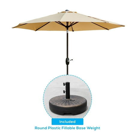 Westin Outdoor 9 Ft Patio Umbrellas with Bronze Plastic Base Included, Beige