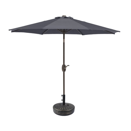 Westin Outdoor 9 Ft Patio Umbrellas with Bronze Plastic Base Included, Gray