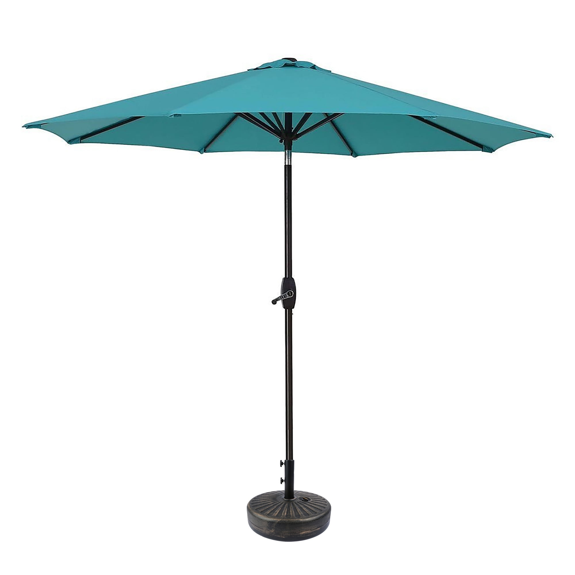 Turquoise 9-Foot Steel Patio Umbrella with Bronze Base