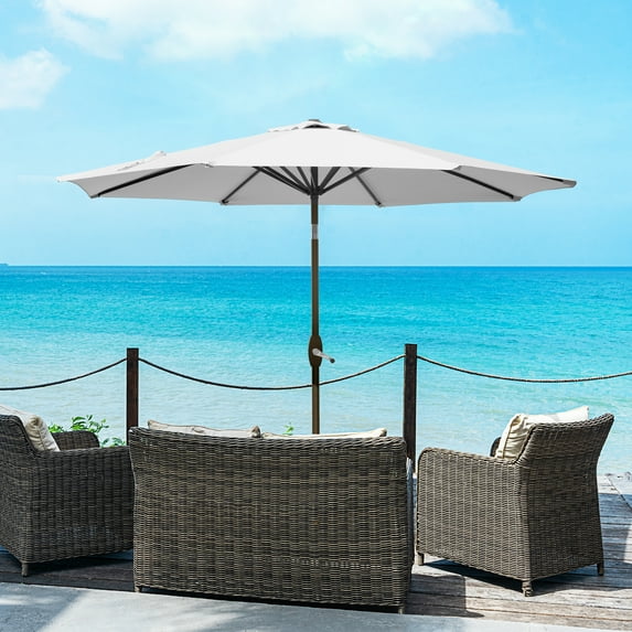 Westin Outdoor 9 Ft Patio Umbrellas with Bronze Plastic Base Included, White