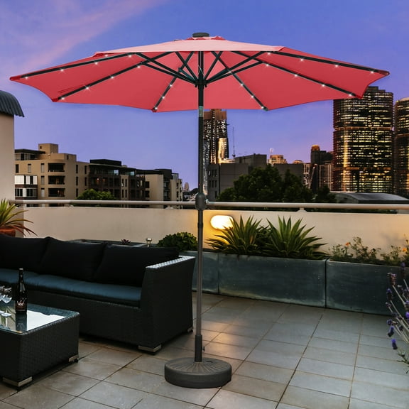 Westin Outdoor 9 Ft Solar LED Market Patio Umbrella, Red