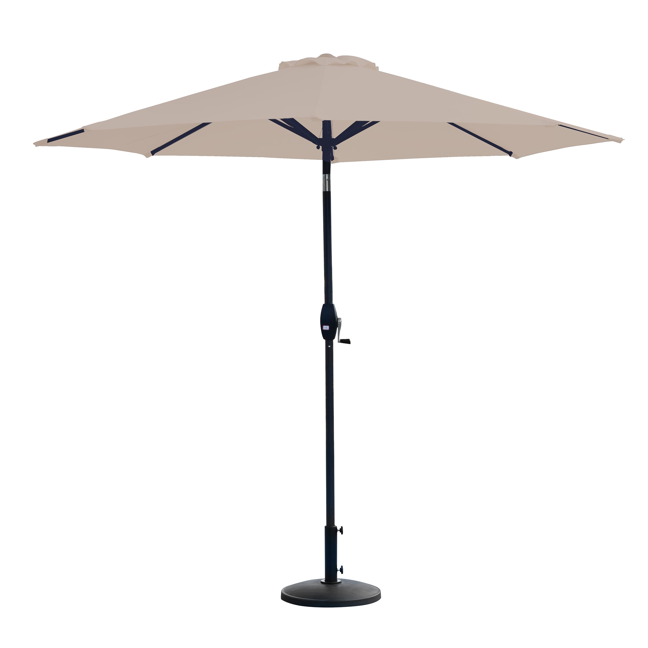 Westin Outdoor 9 Ft Umbrella with Round Resin Plastic Base Weight Included for Patio Garden UV Water Weather Resistant, Beige