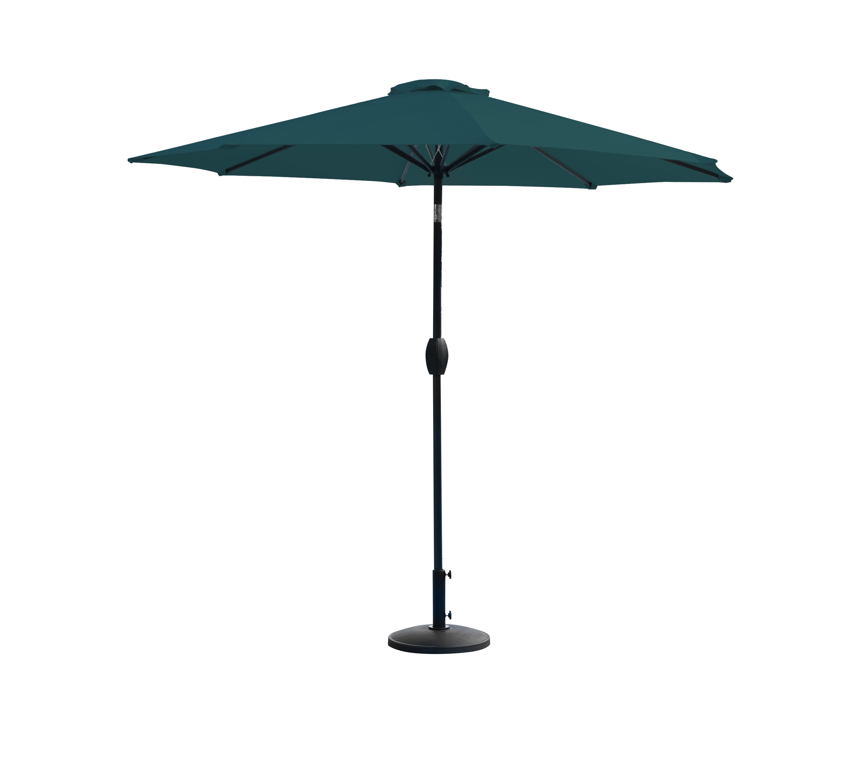 Westin Outdoor 9 Ft Umbrella with Round Resin Plastic Base Weight Included for Patio Garden UV Water Weather Resistant, Dark Green