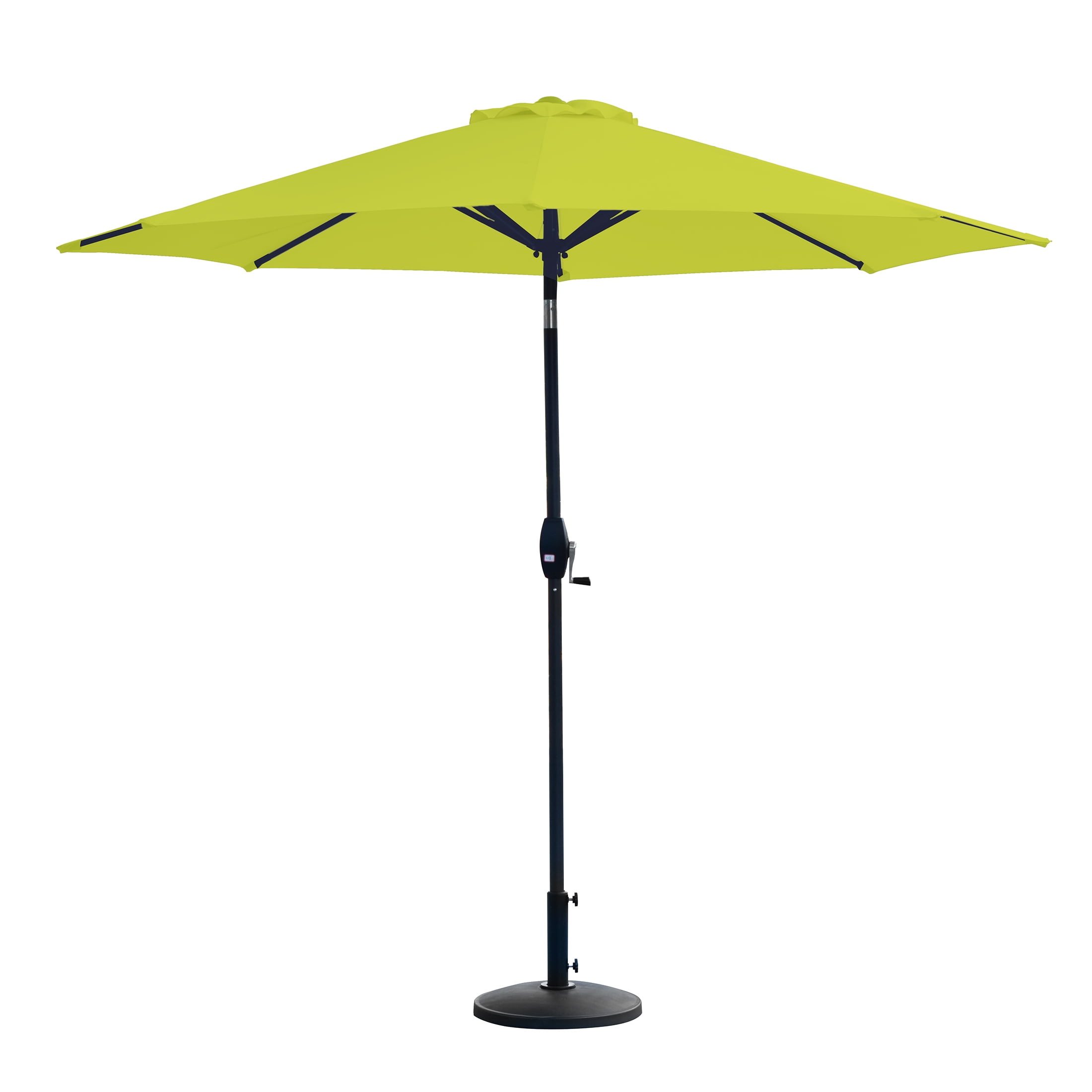 Westin Outdoor 9 Ft Umbrella with Round Resin Plastic Base Weight Included for Patio Garden UV Water Weather Resistant, Lime Green