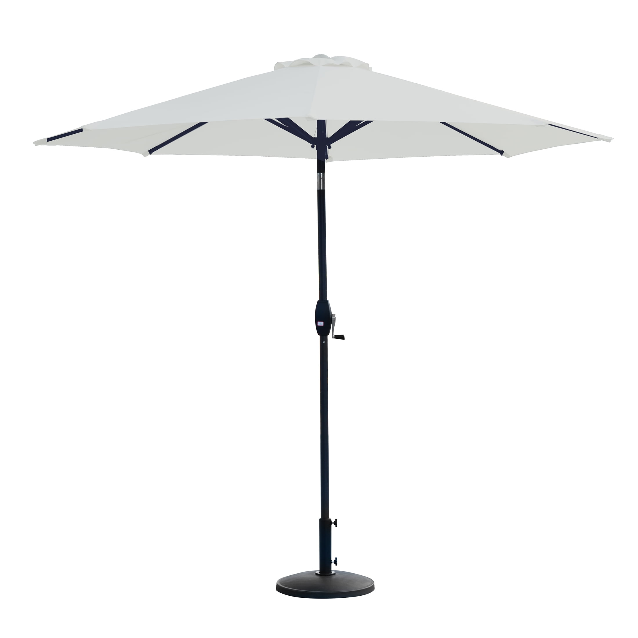 Westin Outdoor 9 Ft Umbrella with Round Resin Plastic Base Weight Included for Patio Garden UV Water Weather Resistant, White
