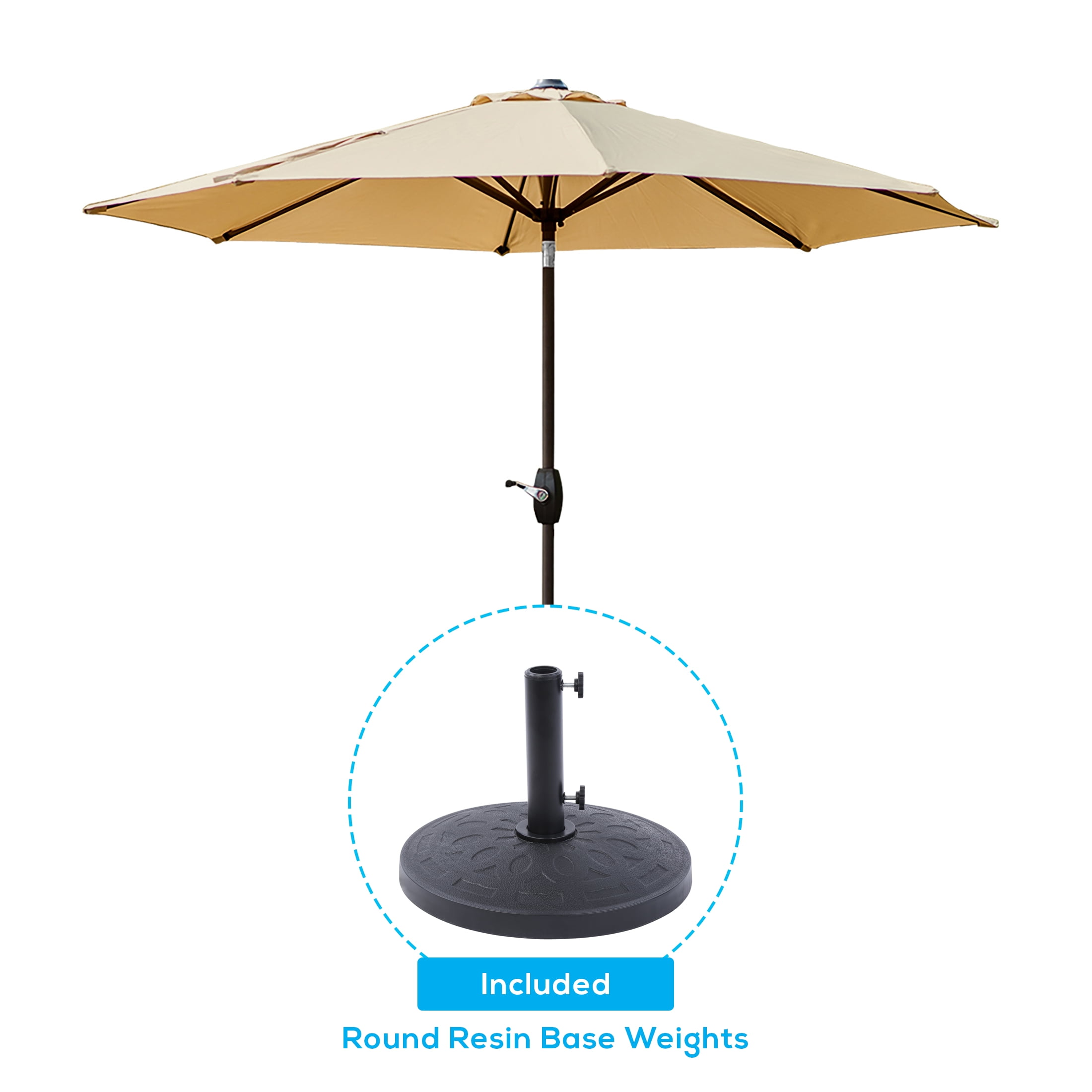 Westin Outdoor 91" Beige Solid Round Market Patio Umbrellas, UV Resistant