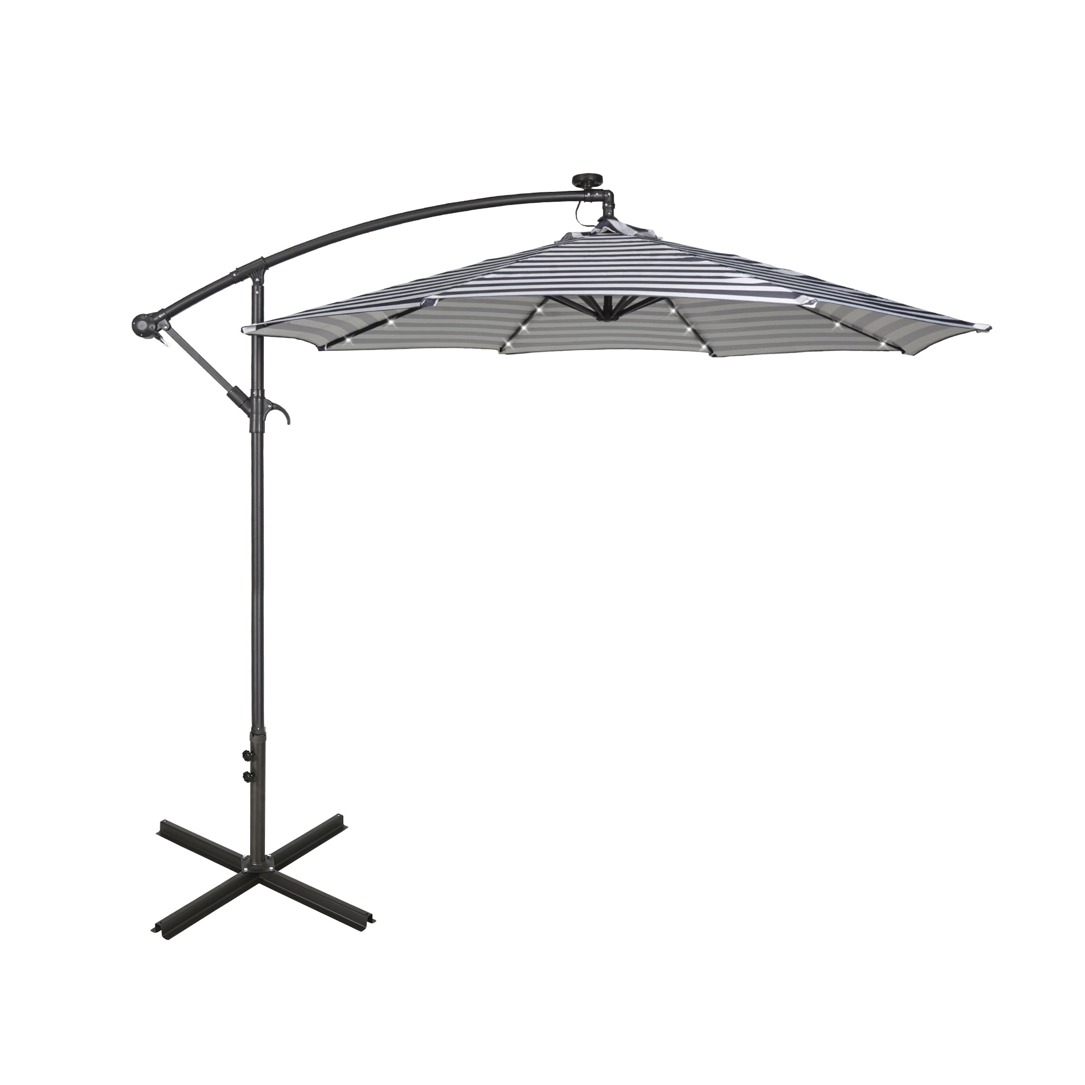 Westin Outdoor 94" Gray and White Striped Octagon Offset and Cantilever Patio Umbrella