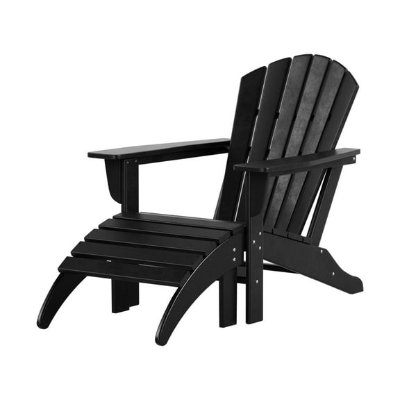 Westin Outdoor Adirondack Patio Chair with Ottoman Footrest, Black