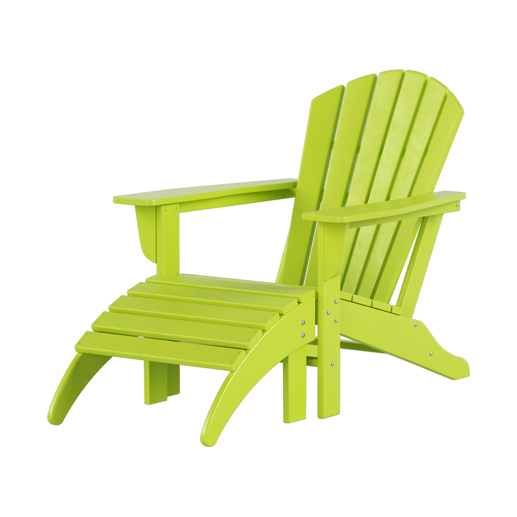 Westin Outdoor Adirondack Patio Chair with Ottoman Footrest, Lime