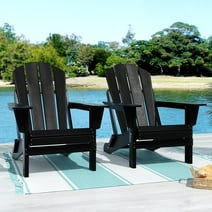 Westin Outdoor Braxton Folding Plastic Adirondack Chair - Black (Set of 2)