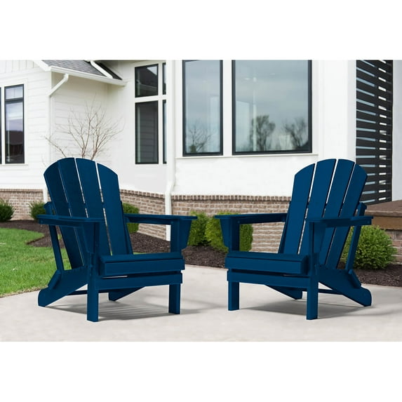 Westin Outdoor Braxton Folding Plastic Adirondack Chair (Set of 2), Navy Blue