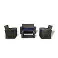 thumbnail image 1 of Westin Outdoor 4PC Rattan Wicker Sofa Coversation Set with Cushions UV Weather Resistant, Gray/Navy Blue, 1 of 2