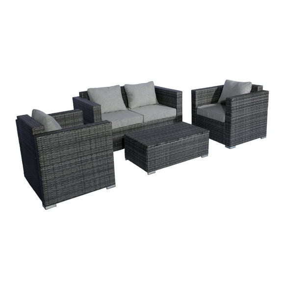 Westin Outdoor P153-01 Contemporary Sofa Set with Cushions, Gray - 4 Piece