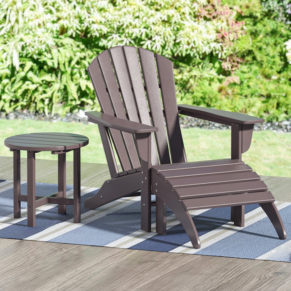 Westin Outdoor Weather Resistant HDPE Plastic Adirondack Chair Dark Brown Set of 3