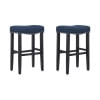 thumbnail image 1 of Westin Outdoor Yazan 29" Upholstered Counter Stool with Nail Head Trim (Set of 2), Black/Navy Blue, 1 of 5