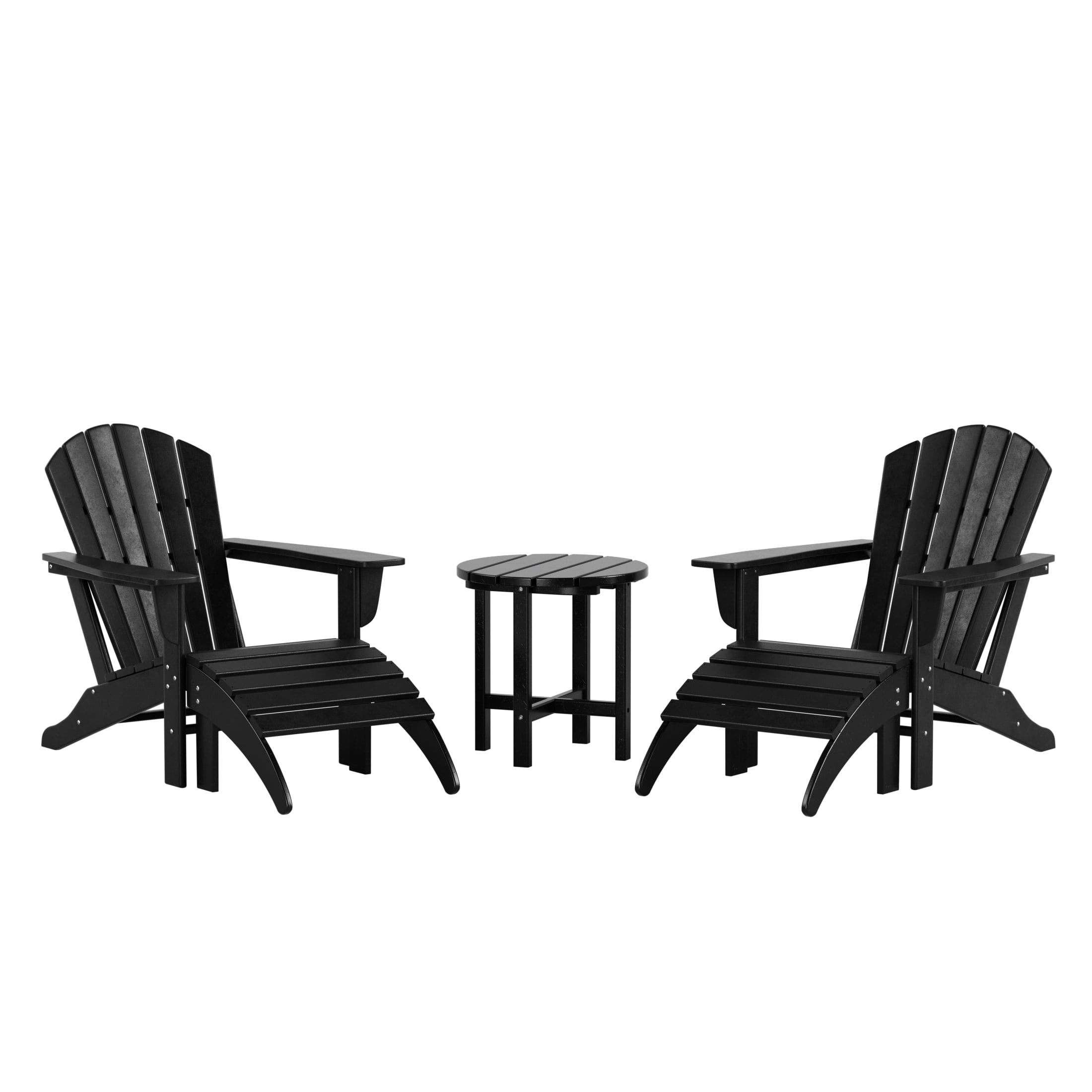 Westin Outdoor with Ottoman HDPE Plastic Adirondack Chair - Black (Set of 5)