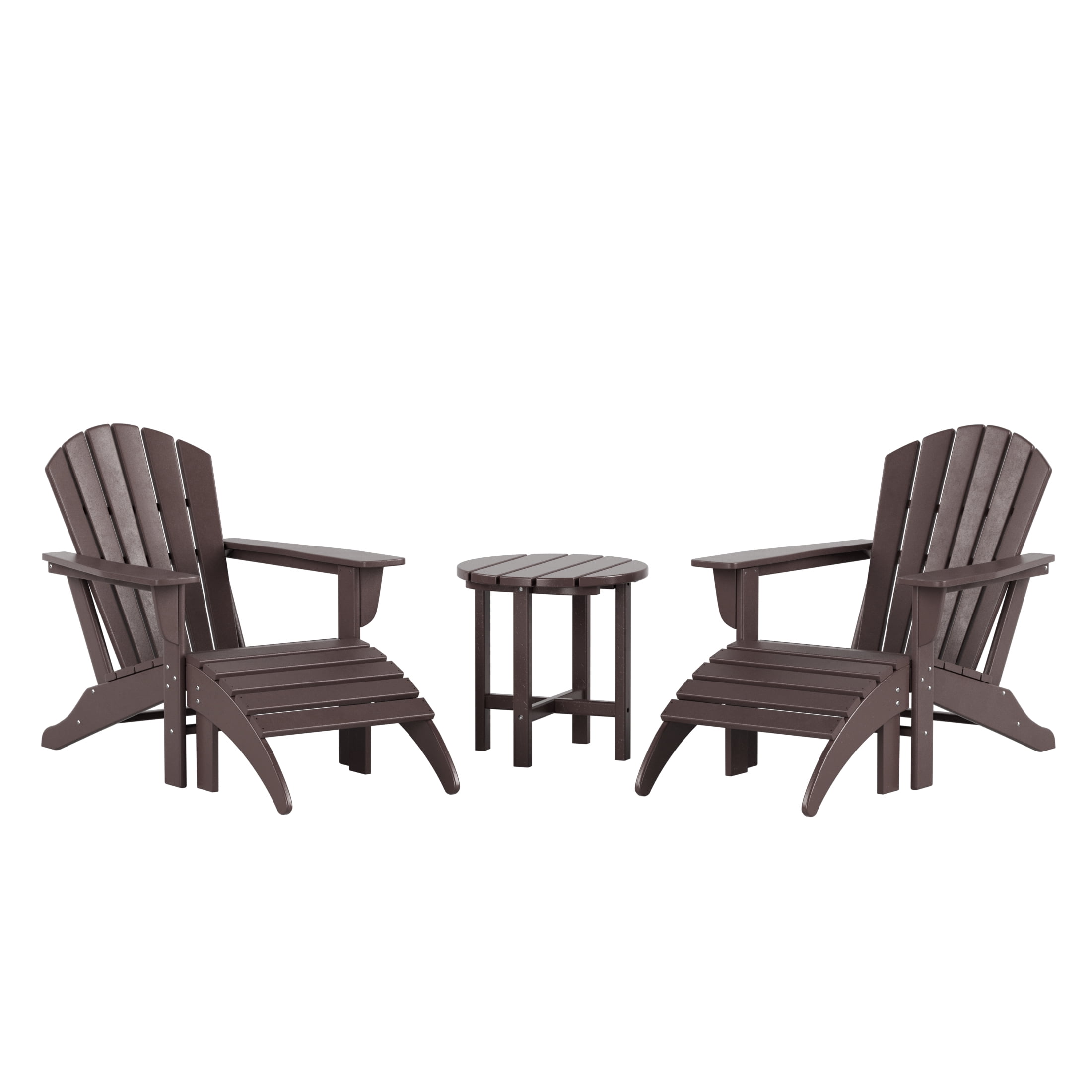 Westin Outdoor with Ottoman HDPE Plastic Adirondack Chair - Dark Brown (Set of 5)