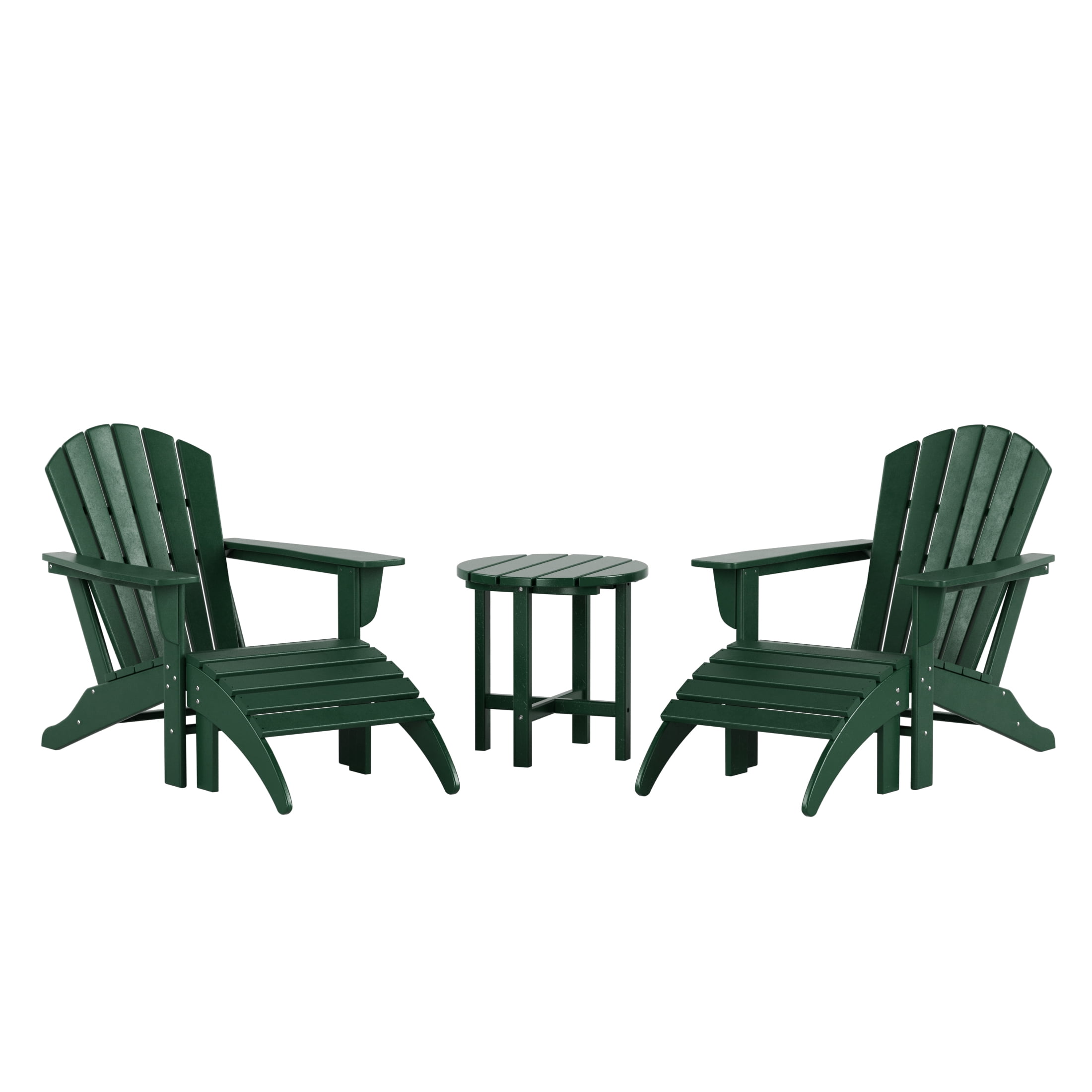 Westin Outdoor with Ottoman HDPE Plastic Adirondack Chair - Dark Green (Set of 5)