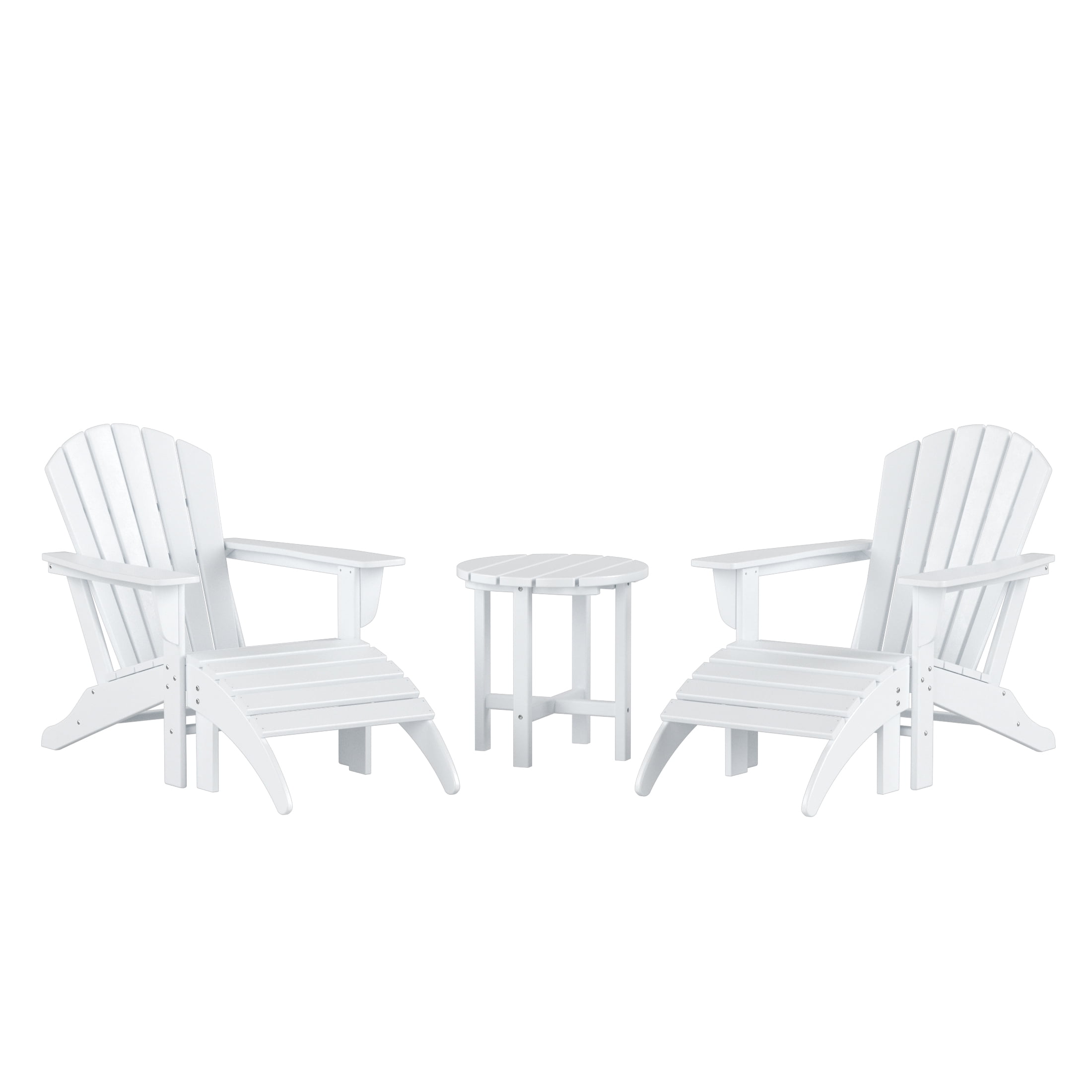 Westin Outdoor with Ottoman HDPE Plastic Adirondack Chair - White (Set of 5)