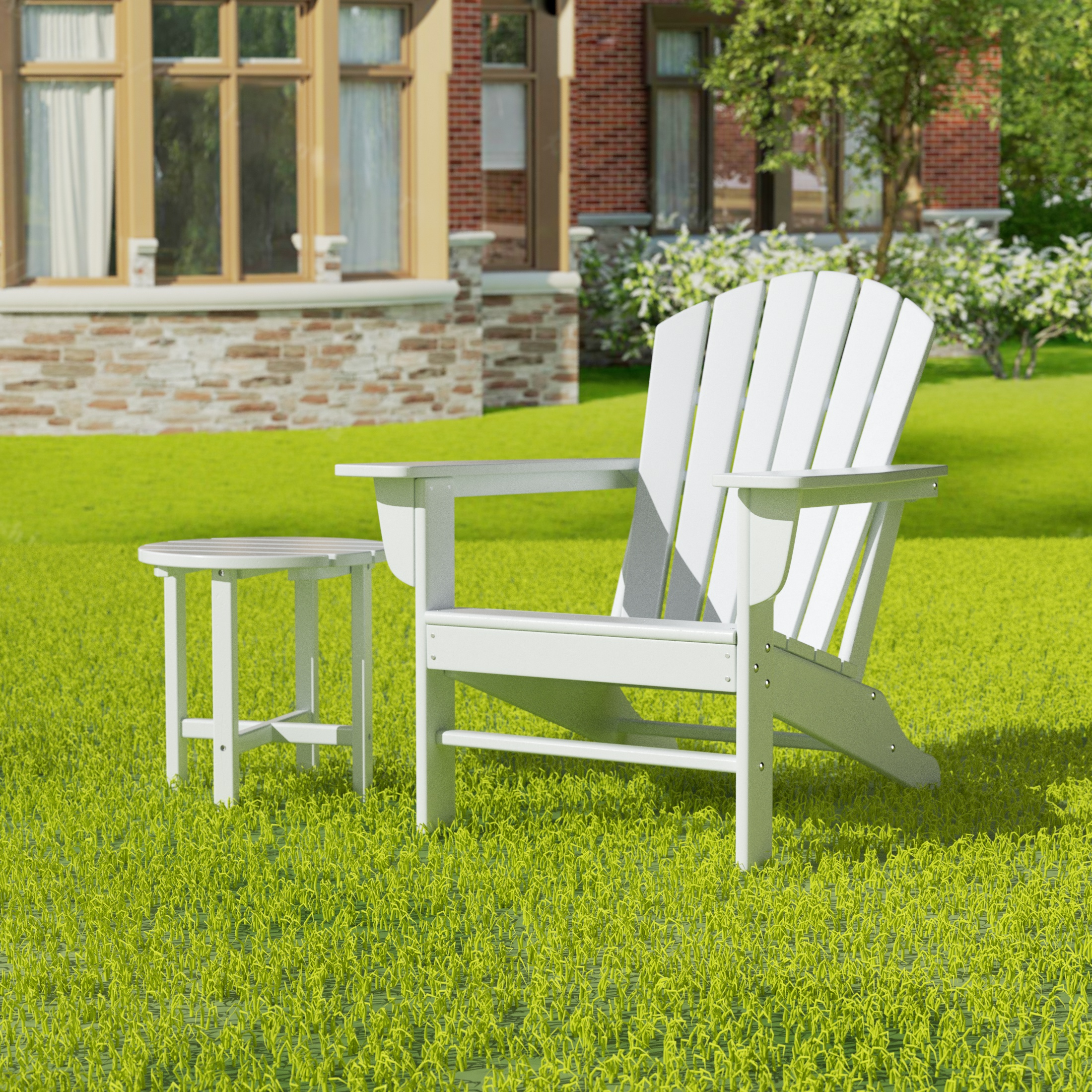 Westin Outdoor with Side Table HDPE Plastic Adirondack Chair - White (Set of 2) - image 1 of 5