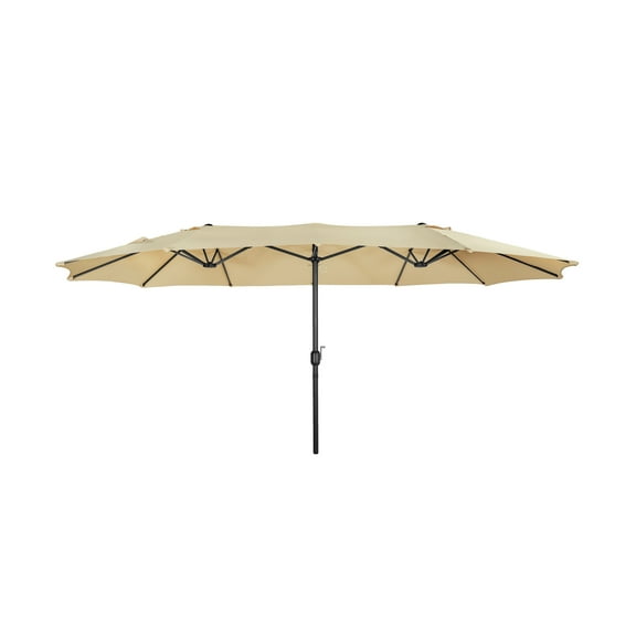 WestinTrends 15 x 9 Ft Twin Double Sided Outdoor Umbrella, Large Rectangle for Patio Balcony with Crank Lift (Base Not Included), Beige
