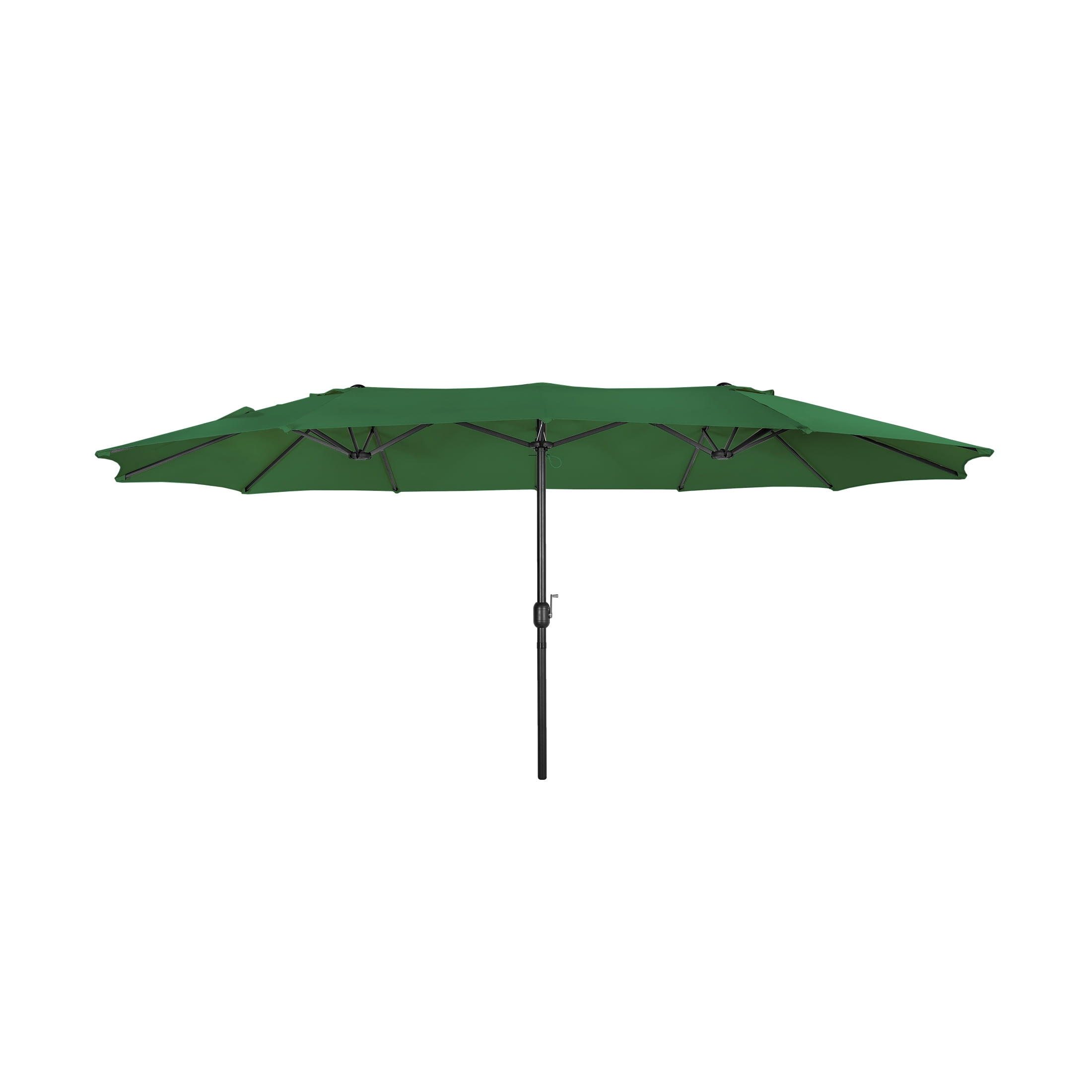 15 ft Dark Green Polyester Double-Top Rectangle Patio Umbrella with Alloy Steel Pole