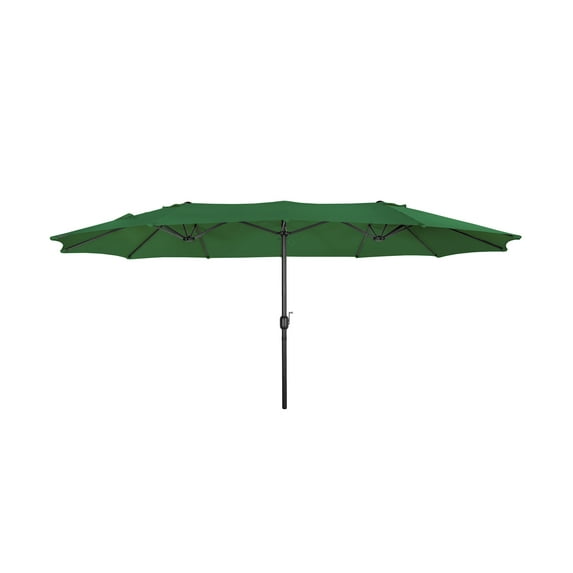 WestinTrends 15 x 9 Ft Twin Double Sided Outdoor Umbrella, Large Rectangle for Patio Balcony with Crank Lift (Base Not Included), Dark Green