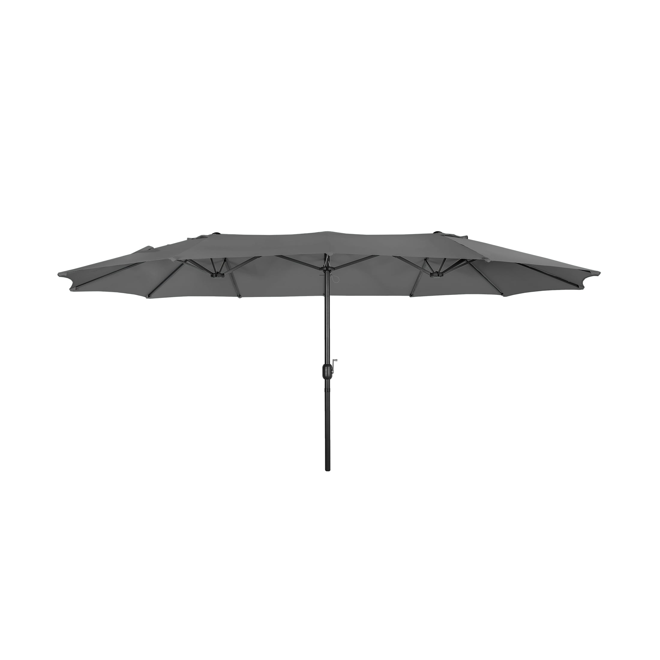 Gray 15' x 9' Double-Sided Outdoor Patio Umbrella with Hand-Crank Lift