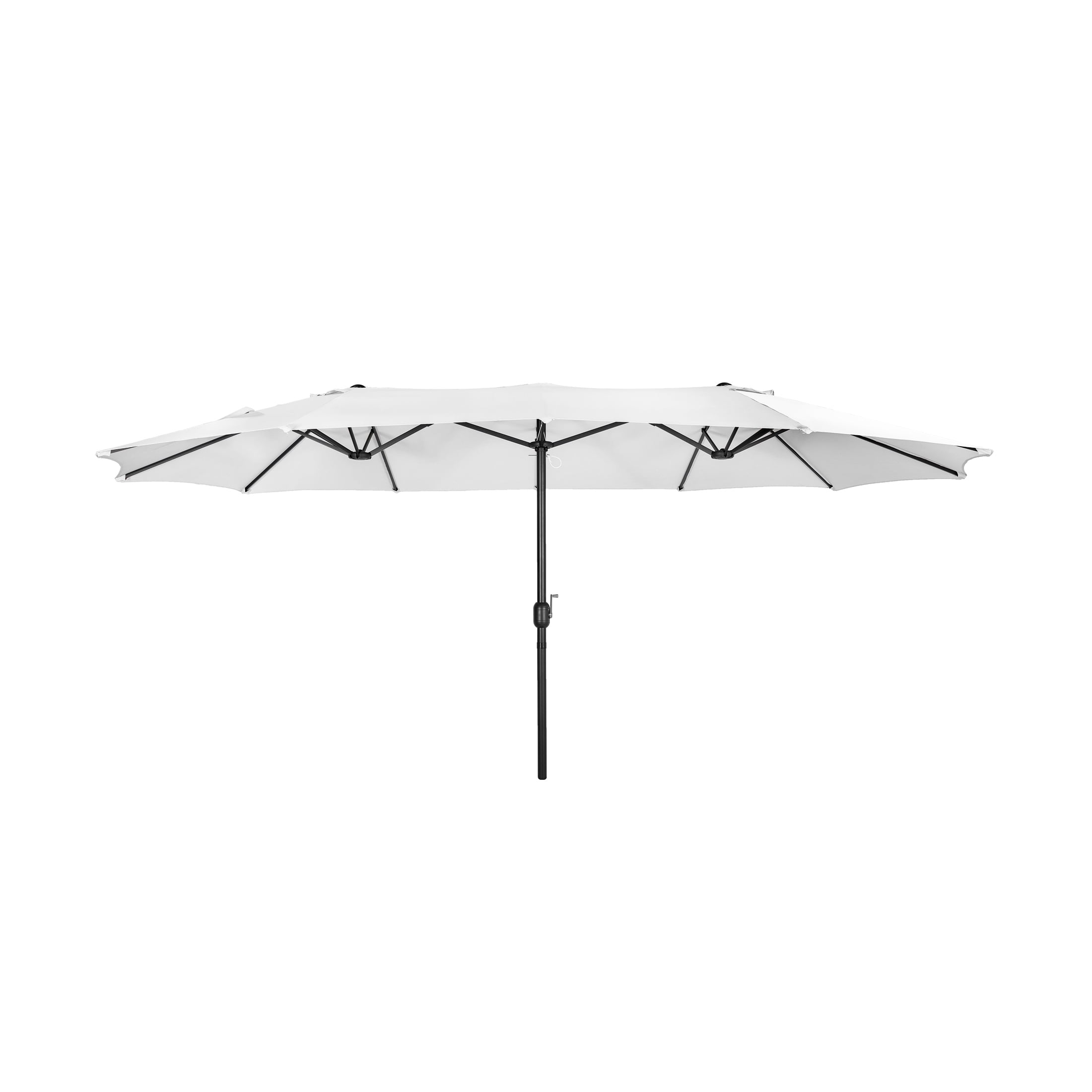 White 15 x 9 Ft Double Sided Steel Outdoor Patio Umbrella