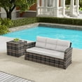 thumbnail image 1 of WestinTrends 2-Piece Outdoor Three Seater Sofa with Side Table Included, Brown/White, 1 of 9