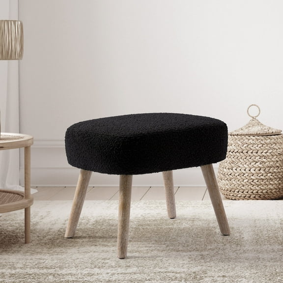 WestinTrends Genevieve 21" Square Modern Upholstered Cushion Ottoman Foot Stool, Black