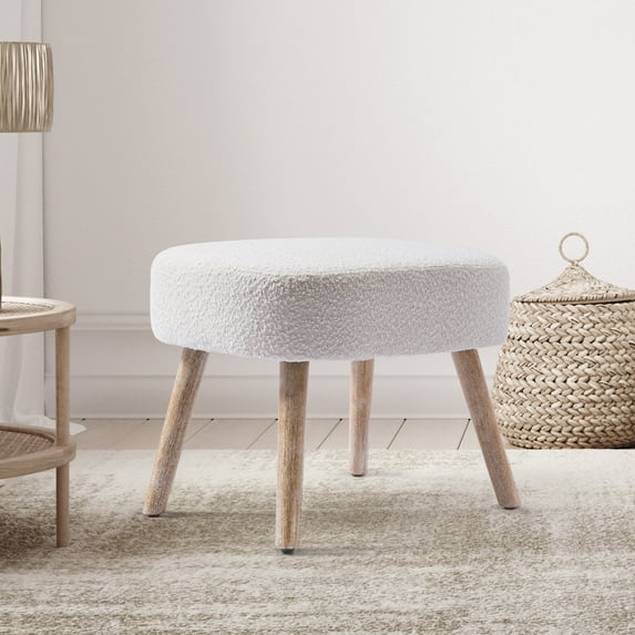 WestinTrends Genevieve 21" Square Modern Upholstered Cushion Ottoman Foot Stool, Cream