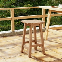 WestinTrends 24" HDPE Outdoor Patio Counter High Backless Square Bar Stool, Teak