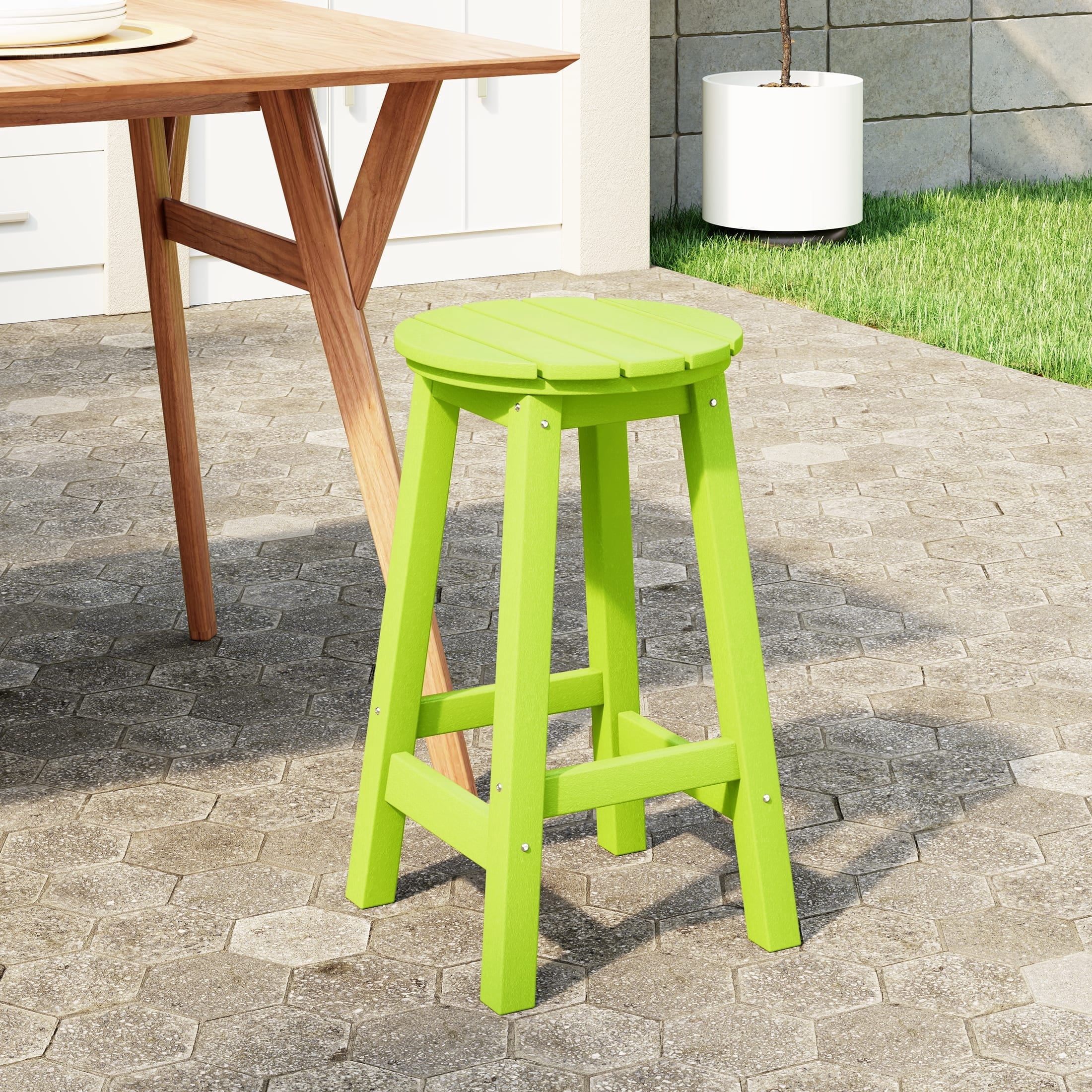 WestinTrends 24" HDPE Outdoor Patio Round Counter Height Bar Stool ...