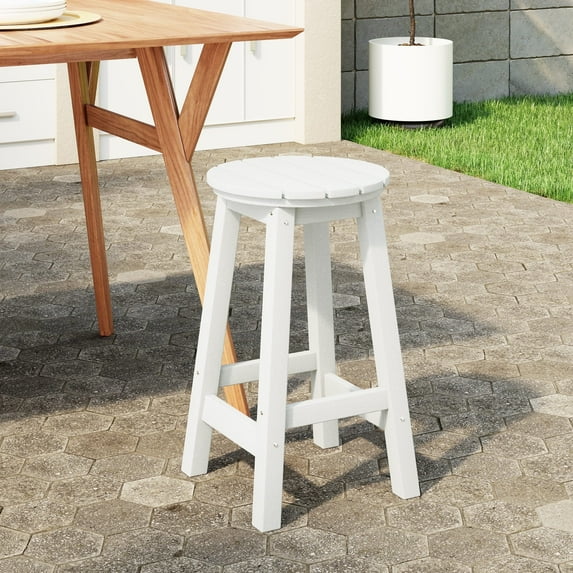 WestinTrends Malibu 24" HDPE Outdoor Patio Round Counter Height Bar Stool, White