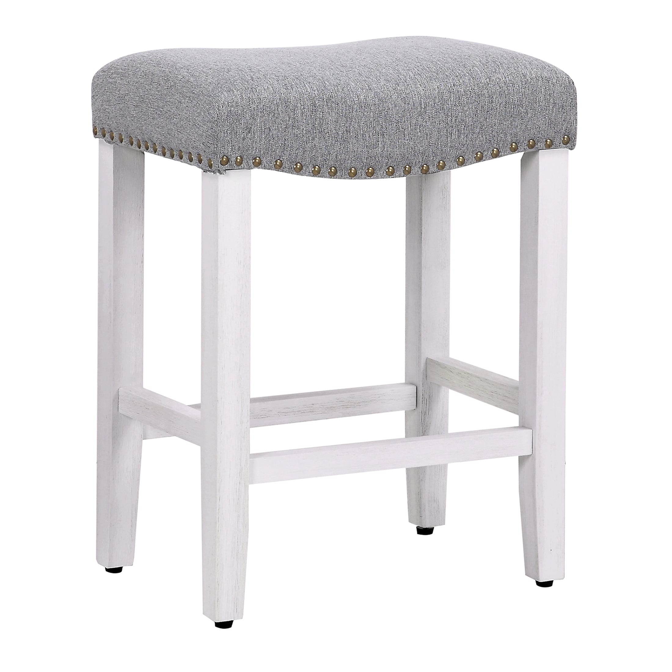 WestinTrends 24 Inch Counter Height Bar Stool, Modern Farmhouse Saddle  Stool Chair, Linen Upholstered Cushion with Solid Wood Leg for Kitchen  Counter