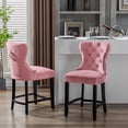 thumbnail image 1 of WestinTrends Wordford 24" Tufted Velvet Counter Stool (Set of 2), Black/ Pink, 1 of 12