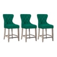 thumbnail image 1 of WestinTrends Wordford 24" Tufted Velvet Counter Stool (Set of 3), Antique Gray/ Dark Green, 1 of 4