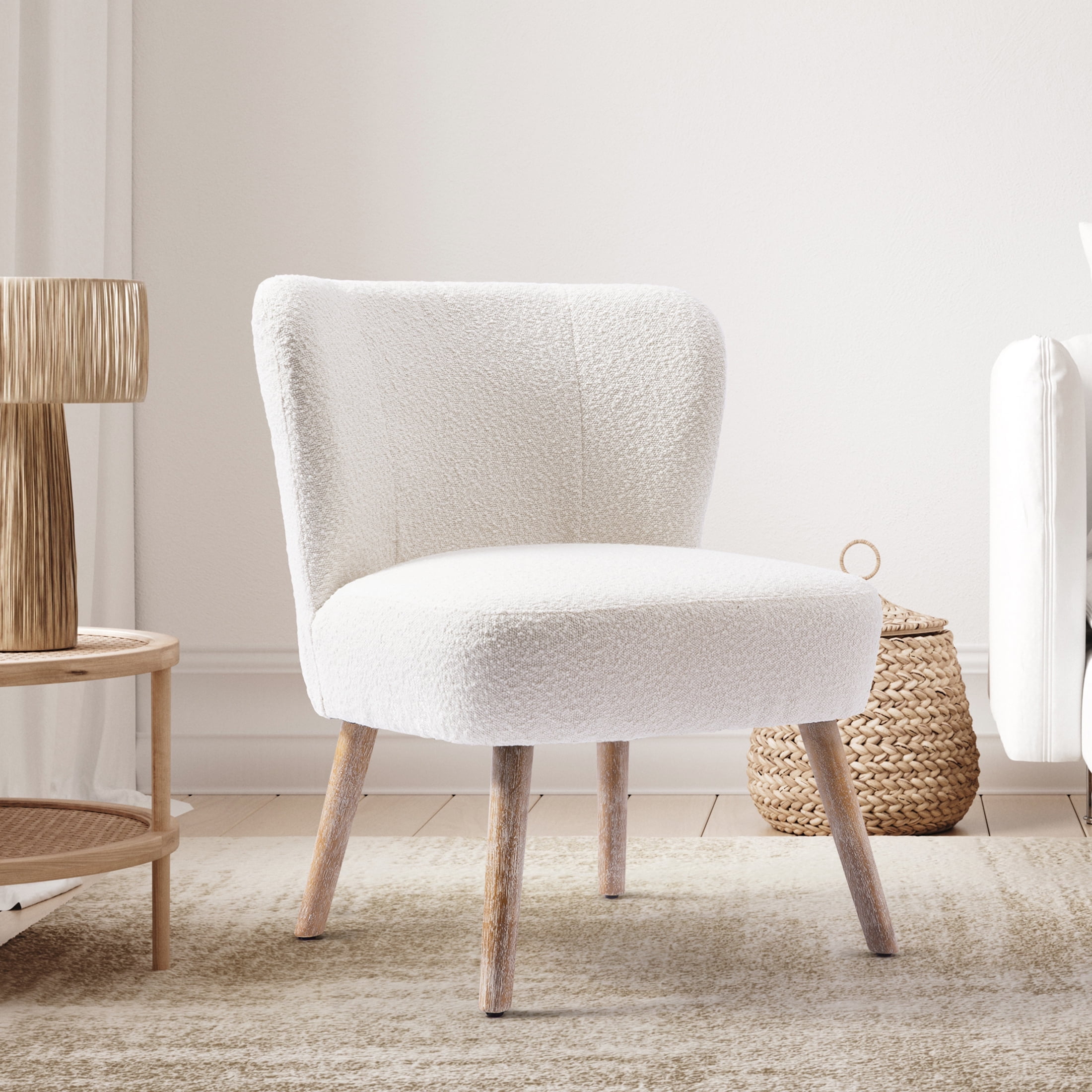 WestinTrends 25" Wide Upholstered Boucle Accent Chair, Cream - Walmart.com