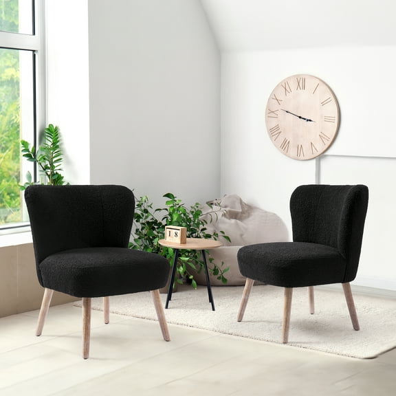 WestinTrends 25" Wide Upholstered Boucle Accent Chairs Set of Two, Black