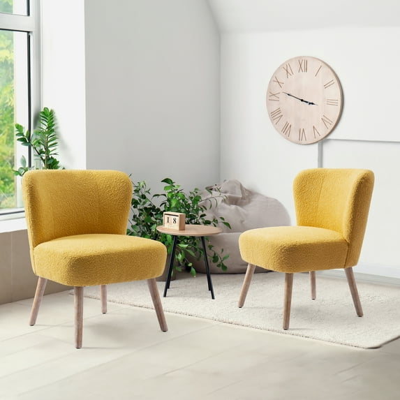 WestinTrends 25" Wide Upholstered Boucle Accent Chairs Set of Two, Mustard
