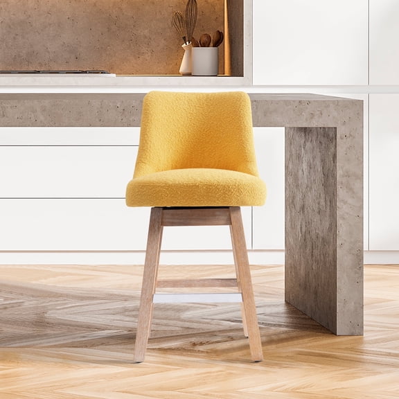 WestinTrends Genevieve 26" Upholstered Swivel Counter Height Bar Stool , Antique Oak/Mustard