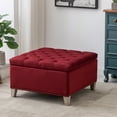 thumbnail image 1 of WestinTrends 29.5" Wide Velvet Tufted Square Ottoman With Storage, Red, 1 of 13