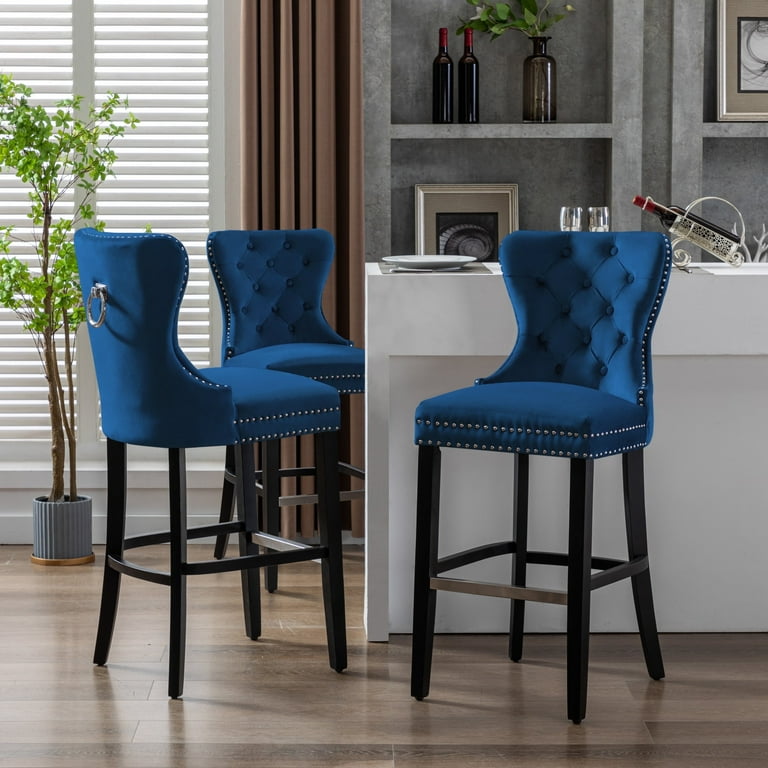 Breakfast Bar Royal Blue Bar Stool Counter Height Bar Stools Set