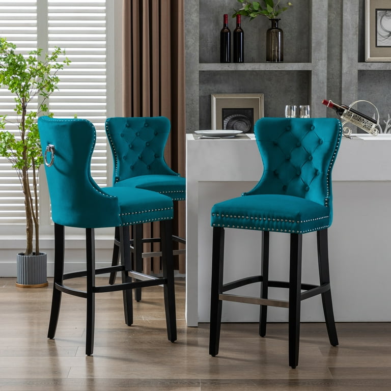 WestinTrends Velvet Tufted Bar Stools 29